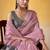 Women's pink tissue silk solid  saree with unstitched silk blouse piece