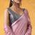 Women's pink tissue silk solid  saree with unstitched silk blouse piece