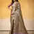 Women's brown tissue silk blend solid  saree with unstitched silk blend blouse piece