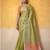 Women's parrot green tissue silk solid  saree with unstitched silk blouse piece