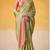 Women's parrot green tissue silk solid  saree with unstitched silk blouse piece