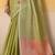 Women's parrot green tissue silk solid  saree with unstitched silk blouse piece