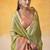 Women's parrot green tissue silk solid  saree with unstitched silk blouse piece