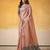 Women's peach tissue silk solid  saree with unstitched silk blouse piece