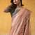 Women's peach tissue silk solid  saree with unstitched silk blouse piece