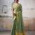 Women's green tissue silk solid  saree with unstitched silk blouse piece