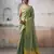 Women's green tissue silk blend solid  saree with unstitched silk blend blouse piece