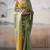 Women's green tissue silk solid  saree with unstitched silk blouse piece