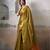 Women's gold tissue silk solid  saree with unstitched silk blouse piece