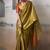 Women's gold tissue silk solid  saree with unstitched silk blouse piece