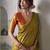 Women's gold tissue silk solid  saree with unstitched silk blouse piece