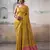 Women's yellow tissue silk blend solid  saree with unstitched silk blend blouse piece