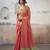 Women's peach tissue silk solid  saree with unstitched silk blouse piece