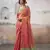 Women's peach tissue silk blend solid  saree with unstitched silk blend blouse piece