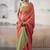 Women's peach tissue silk solid  saree with unstitched silk blouse piece