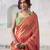 Women's peach tissue silk solid  saree with unstitched silk blouse piece