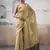 Women's beige tissue silk blend solid  saree with unstitched silk blend blouse piece