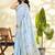 Women's blue linen silk woven  saree with unstitched silk blouse piece