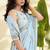 Women's blue linen silk woven  saree with unstitched silk blouse piece
