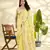 Women's yellow linen silk blend woven  saree with unstitched silk blend blouse piece