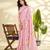 Women's pink linen silk woven  saree with unstitched silk blouse piece