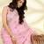 Women's pink linen silk woven  saree with unstitched silk blouse piece