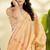 Women's orange linen silk woven  saree with unstitched silk blouse piece