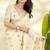 Women's cream linen silk woven  saree with unstitched silk blouse piece