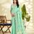 Women's turquoise linen silk woven  saree with unstitched silk blouse piece