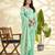 Women's turquoise linen silk woven  saree with unstitched silk blouse piece