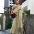 Women's khaki silk blend woven  saree with unstitched silk blouse piece