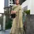 Women's khaki silk blend woven  saree with unstitched silk blend blouse piece