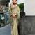 Women's khaki silk blend woven  saree with unstitched silk blouse piece