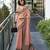 Women's peach silk blend woven  saree with unstitched silk blouse piece