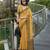 Women's mustard silk blend woven  saree with unstitched silk blouse piece