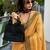 Women's mustard silk blend woven  saree with unstitched silk blouse piece