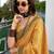Women's mustard silk blend woven  saree with unstitched silk blouse piece
