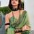 Women's green silk blend woven  saree with unstitched silk blouse piece