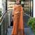 Women's orange silk blend woven  saree with unstitched silk blouse piece
