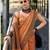Women's orange silk blend woven  saree with unstitched silk blouse piece