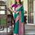 Women's dark green soft silk zari woven  saree with unstitched silk blouse piece