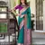 Women's dark green soft silk blend zari woven  saree with unstitched silk blend blouse piece