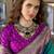 Women's dark green soft silk zari woven  saree with unstitched silk blouse piece