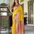 Women's yellow soft silk zari woven  saree with unstitched silk blouse piece