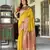 Women's yellow soft silk blend zari woven  saree with unstitched silk blend blouse piece