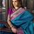 Women's teal soft silk zari woven  saree with unstitched silk blouse piece