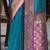 Women's teal soft silk zari woven  saree with unstitched silk blouse piece