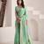 Women's sea green soft linen jacquard saree with unstitched silk blouse piece