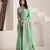 Women's sea green soft linen jacquard saree with unstitched silk blend blouse piece