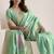 Women's sea green soft linen jacquard saree with unstitched silk blouse piece